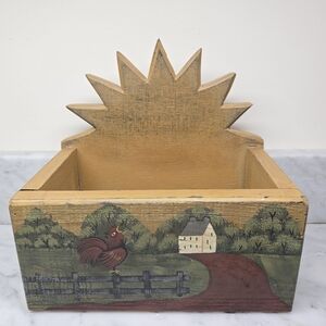 Primitives by Kathy Rustic Napkin Box Farmhouse Decor Rustic Hand Painted Cute